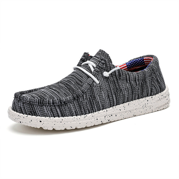 Herren Legerer Canvas-Mokassin-Slipper mit geflochtener Schnürung und gefleckter EVA-Sohle Echoarchiv