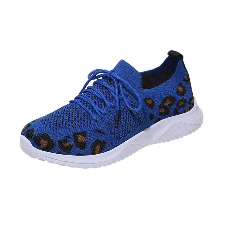 Damen Atmungsaktive Strick-Slipper mit gepolsterter Dämpfungssohle und Leoparden-Schaft – Lioré