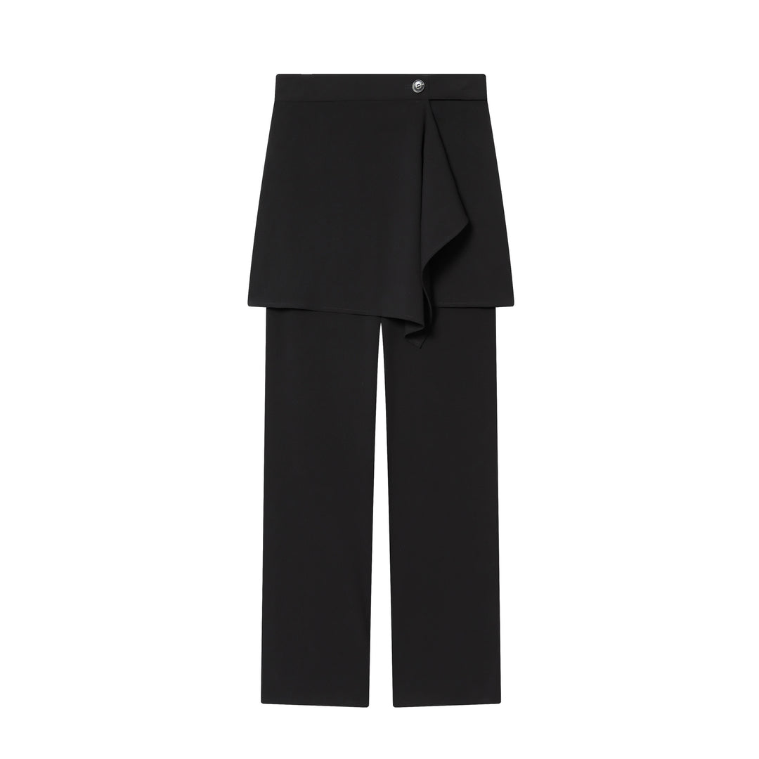 Damen nan Highwaist-Hose mit weitem Bein und asymmetrischem Wickelrock-Overlayer Echo Archiv