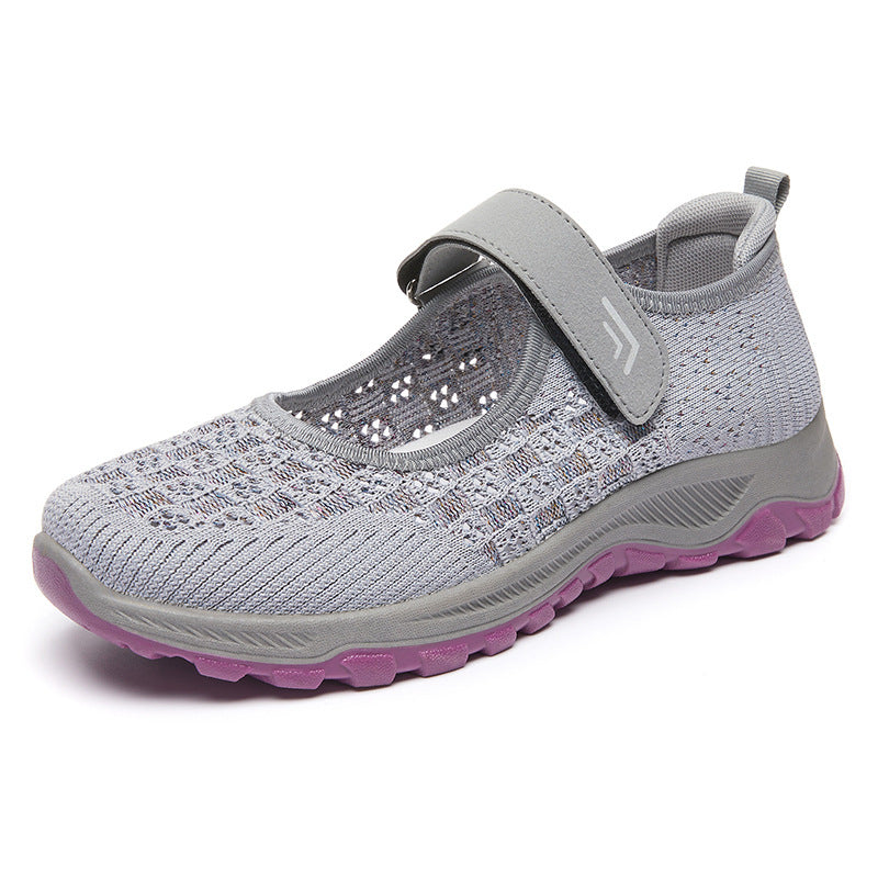 Damen nan atmungsaktiver gestrickter Mary-Jane-Sneaker mit Klettverschluss, stoßdämpfender EVA-Zwischensohle und griffiger Profillaufsohle Echo Archiv