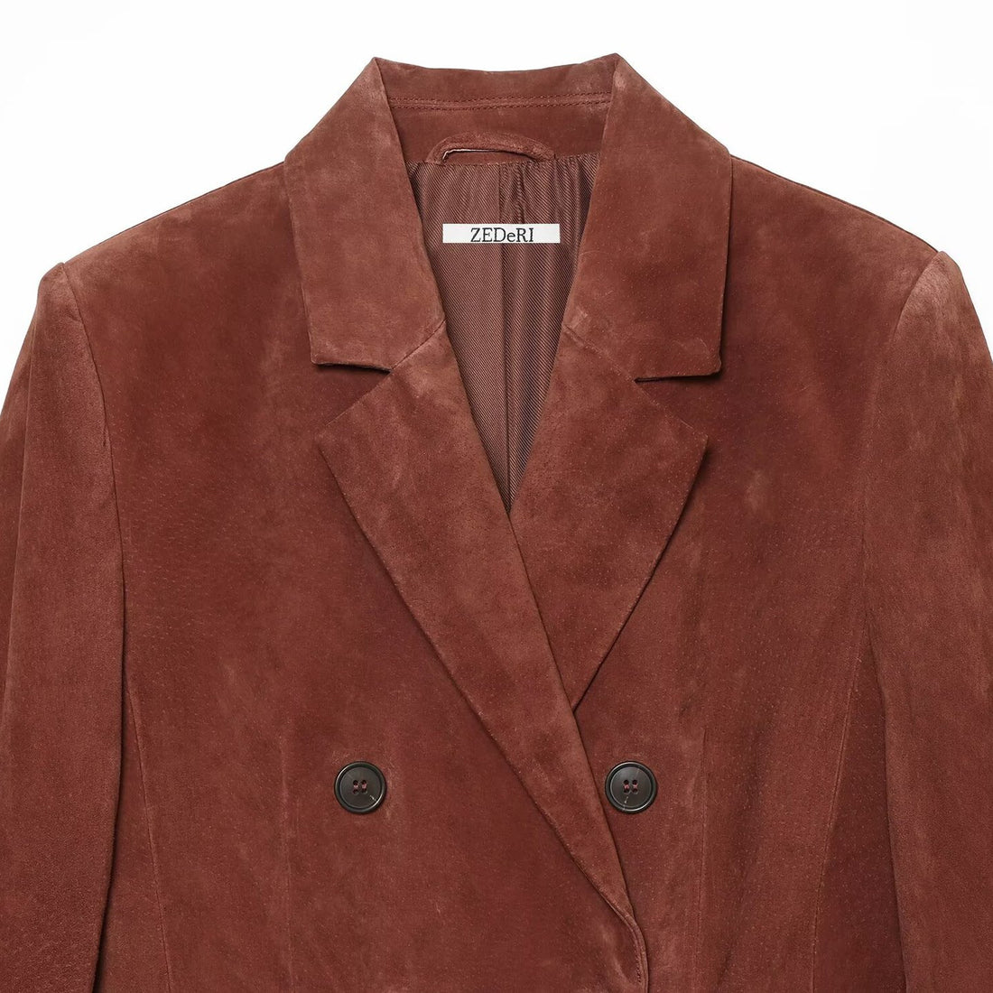 Damen Cropped zweireihiger Veloursblazer mit taillierter Passform und Leistentaschen Echoarchiv