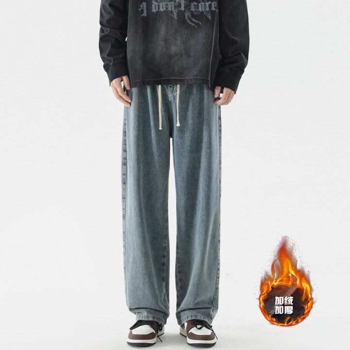 Herren Locker-sitzende Denim-Hose mit elastischem Tunnelzugbund und weitem Bein Echo Archiv