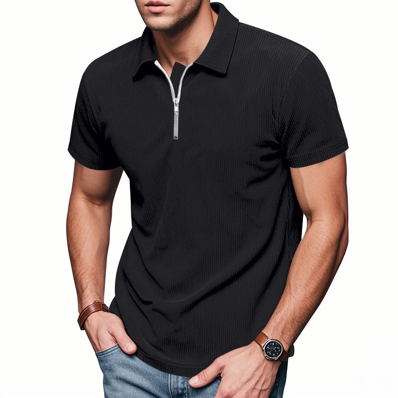 Herren sportliches Kurzarmpoloshirt mit Reißverschluss Echoarchiv