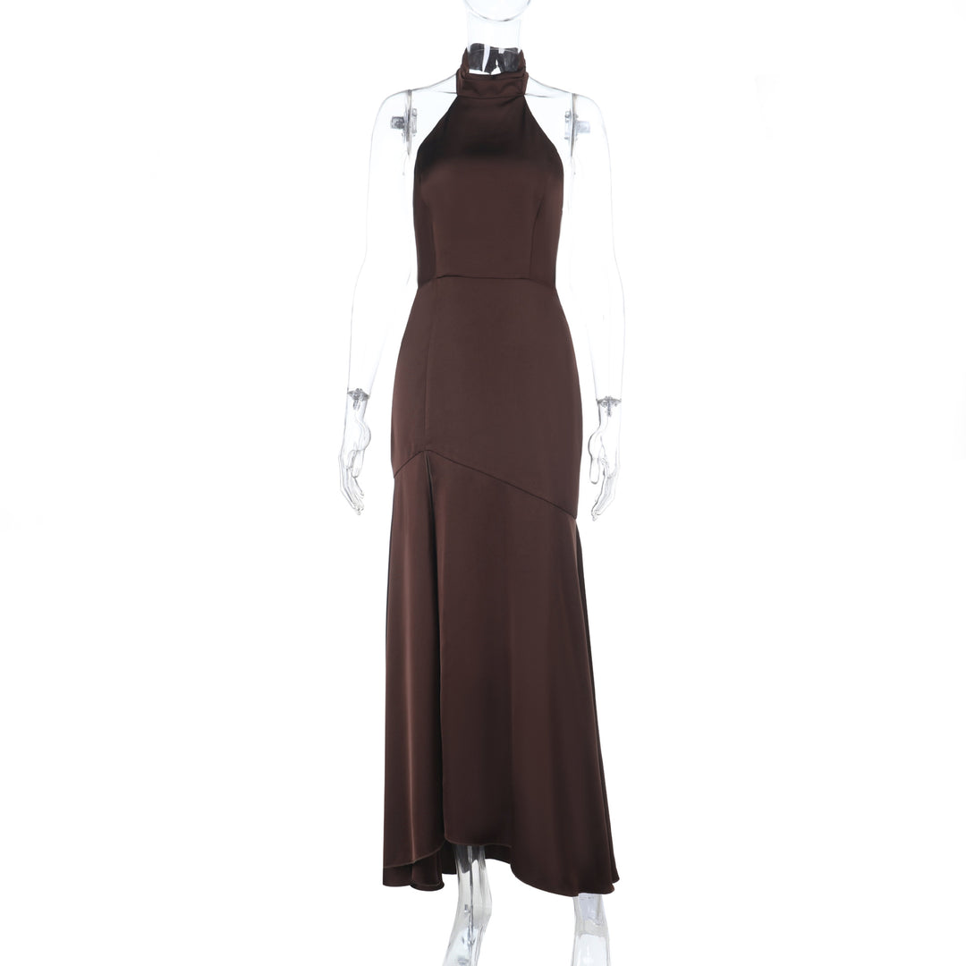 Damen elegantes Maxikleid mit hohem Kragen und fließendem Schnitt Echo Archiv