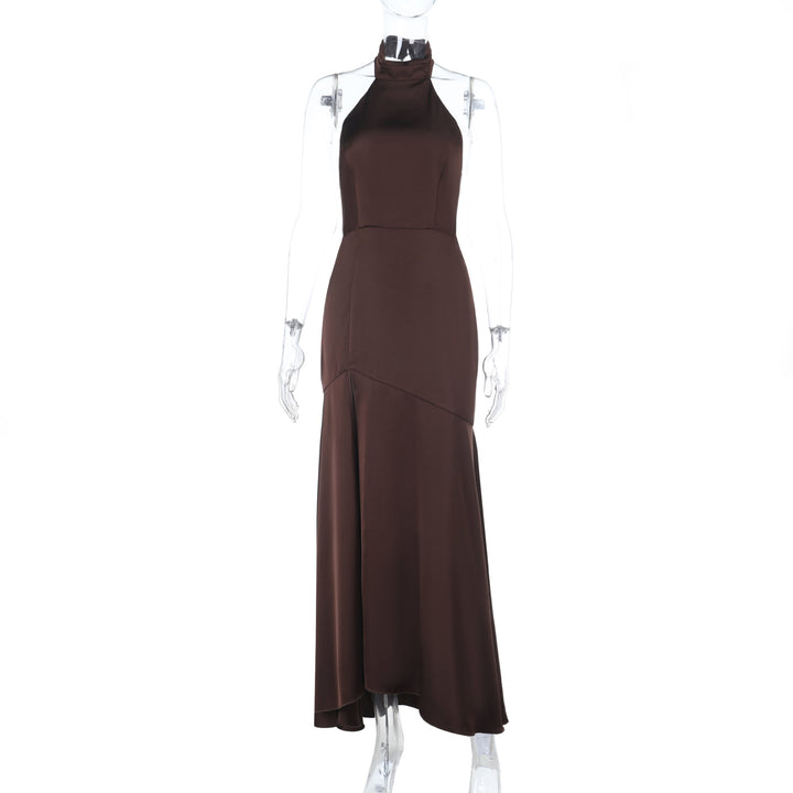 Damen elegantes Maxikleid mit hohem Kragen und fließendem Schnitt Echo Archiv