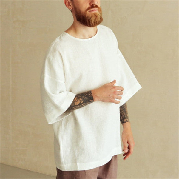 Herren lässiges Leinen-T-Shirt mit übergroßem Schnitt Echoarchiv
