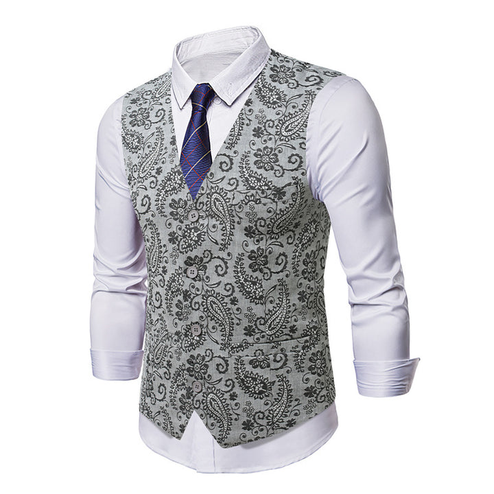 Herren Taillierte Anzugweste mit Paisley‑Jacquard und V‑Ausschnitt Echo Archiv