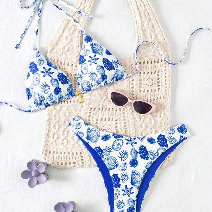 Damen Polka-Dots Triangel-Bikini mit verstellbaren Trägern Echo Archiv