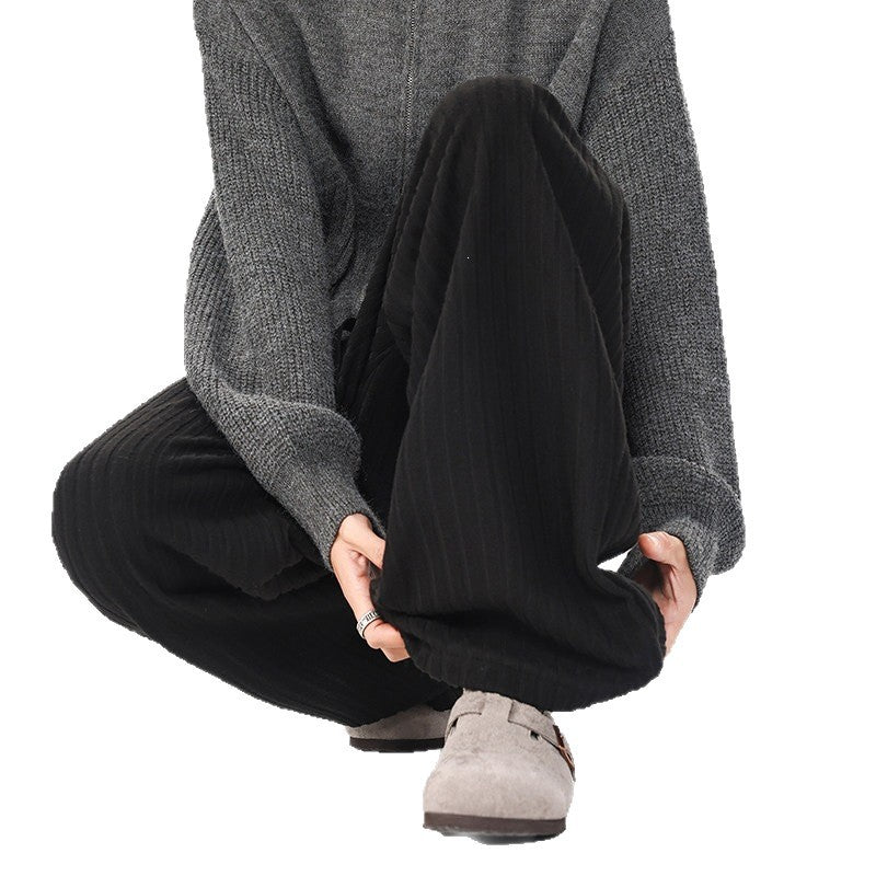 Damen Weit geschnittene gerippte Strickhose mit Tunnelzugbund und extra weitem Bein Echo Archiv