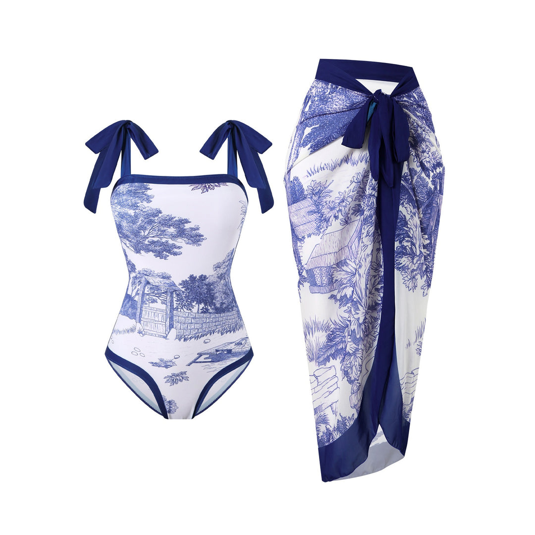Damen Badeanzug- und Sarong-Set Echo Archiv