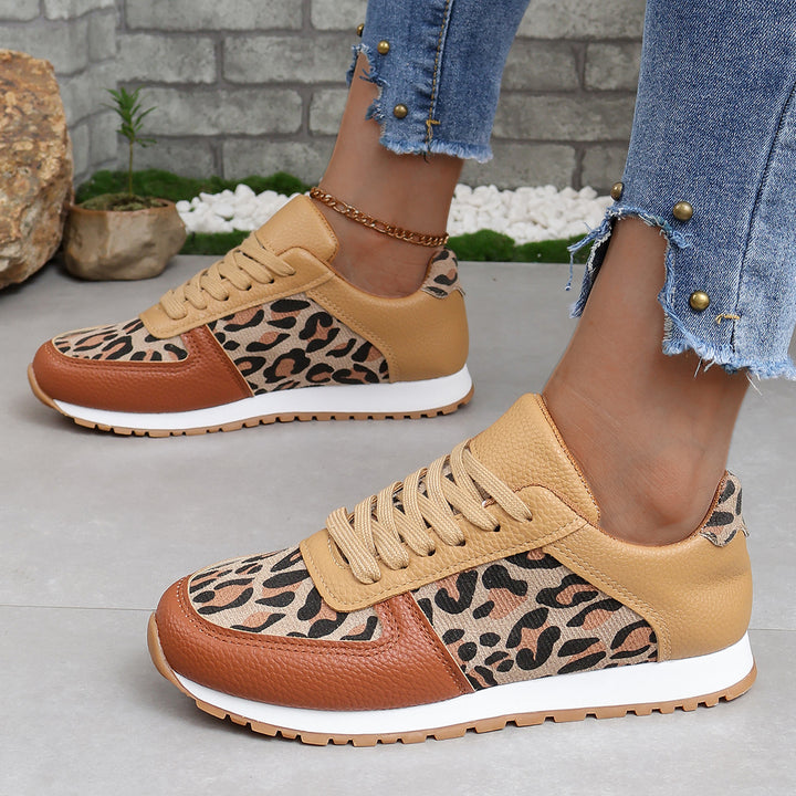 Damen sportliche Leoparden-Print Retro-Sneaker mit gepolstertem Komfortfußbett und profilierter Gummisohle Echo Archiv