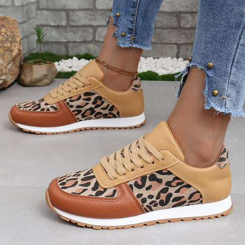 Damen sportliche Leoparden-Print Retro-Sneaker mit gepolstertem Komfortfußbett und profilierter Gummisohle Echo Archiv