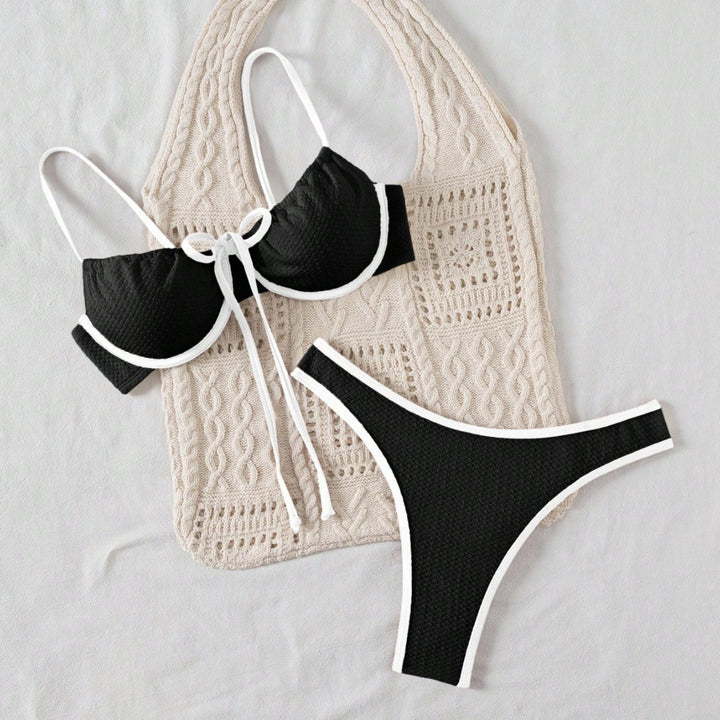 Damen Bikiniset mit feinem Wellenmuster und verstellbaren Trägern Echo Archiv