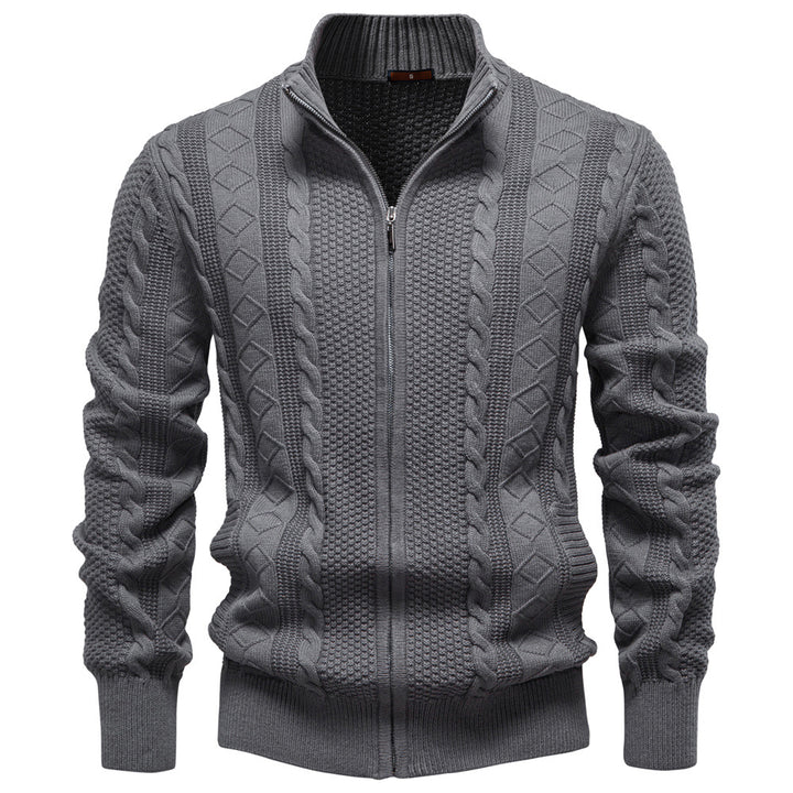 Herren Strickjacke mit Reißverschluss und strukturiertem Muster Echoarchiv
