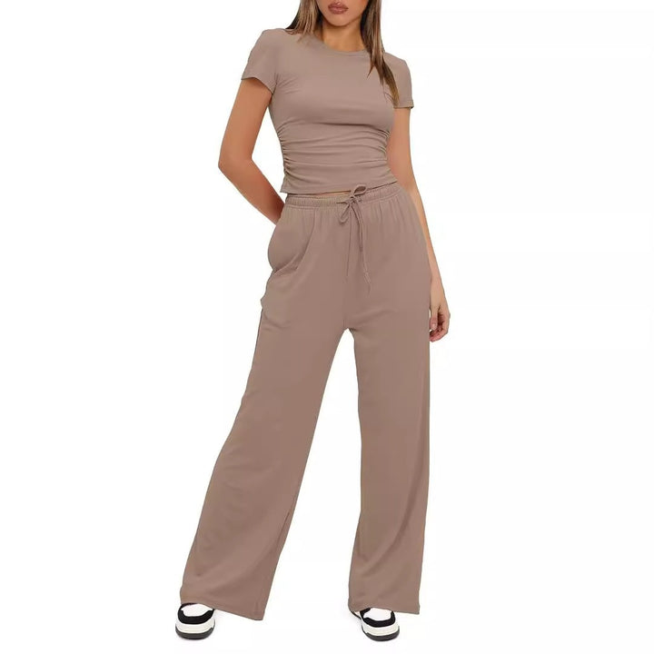 Damen Lässiges Lounge-Set mit weitem Oberteil und bequemen Hosen Echo Archiv