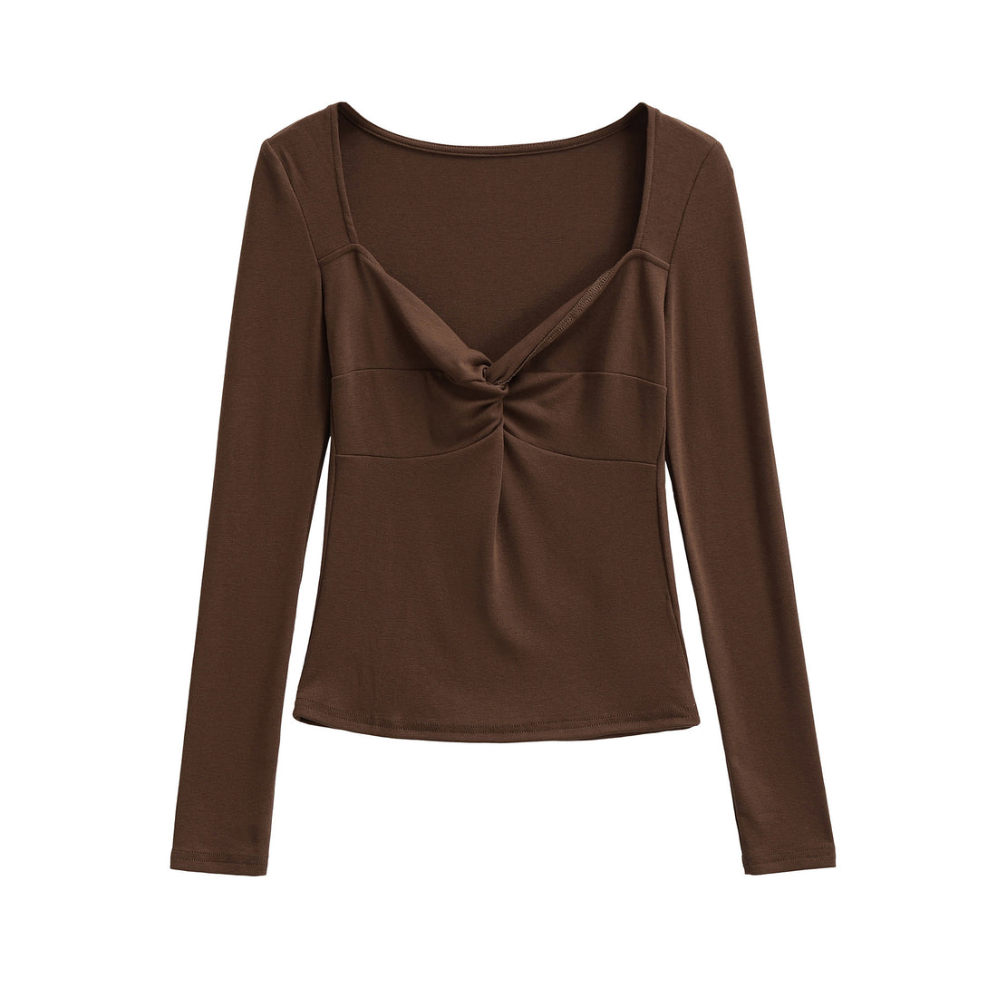 Damen Langarmshirt mit Drehknoten-Detail figurformendem Büstenteil und weiter Ausschnitt Echoarchiv