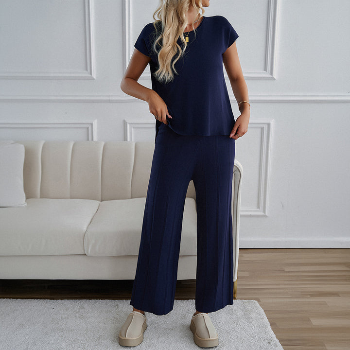 Damen Lässiges Zweiteiliges Lounge-Set mit weitem Oberteil und Palazzo-Hose Echo Archiv