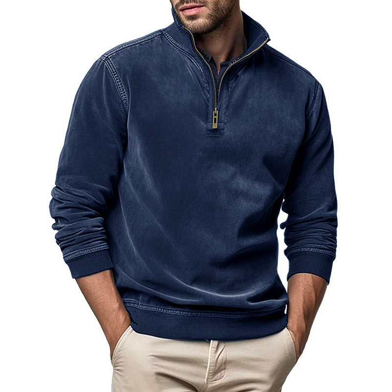 Herren Fleece-Pullover mit Stehkragen und Reißverschluss Echoarchiv