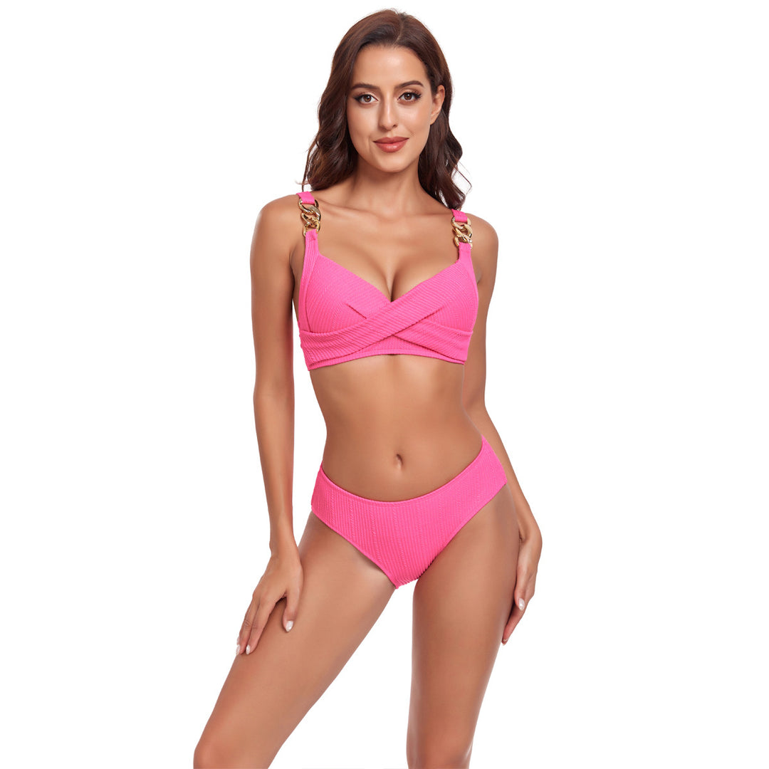 Damen Bikini-Set mit gekreuztem Oberteil und dekorativen Schnallen Echo Archiv