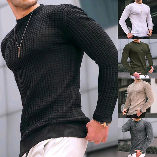 Herren strukturiertes Langarmshirt mit Rundhalsausschnitt Echoarchiv