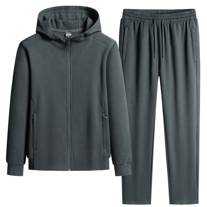 Herren zweiteiliges Kapuzen‑Trainingsset aus French‑Terry mit Reißverschlussjacke & konischer Jogginghose Echoarchiv