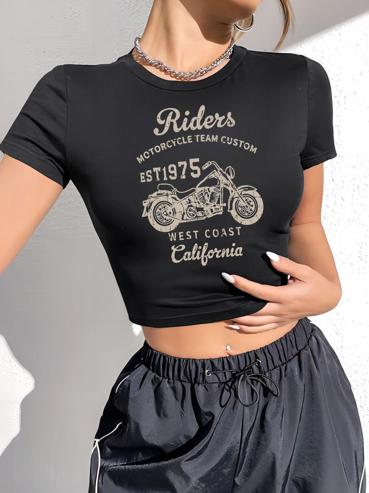 Damen Crop-T-Shirt mit verspieltem Kirschmotiv und elegantem Schleifenprint Echo Archiv