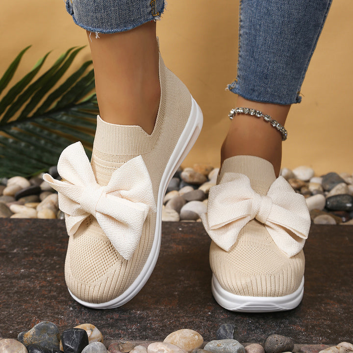 Damen Strick‑Slip‑On‑Sneaker mit großer dekorativer Schleife und atmungsaktiver Strickstruktur Echo Archiv