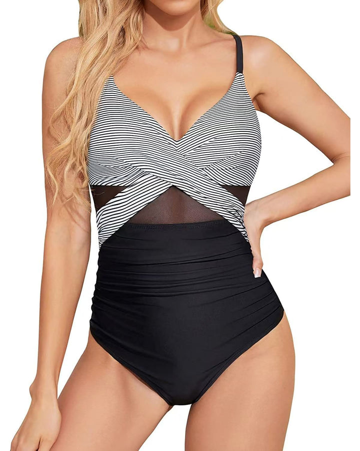Damen Hochwertiger Einteiler Badeanzug mit trendigen Cut-Out-Details Echo Archiv
