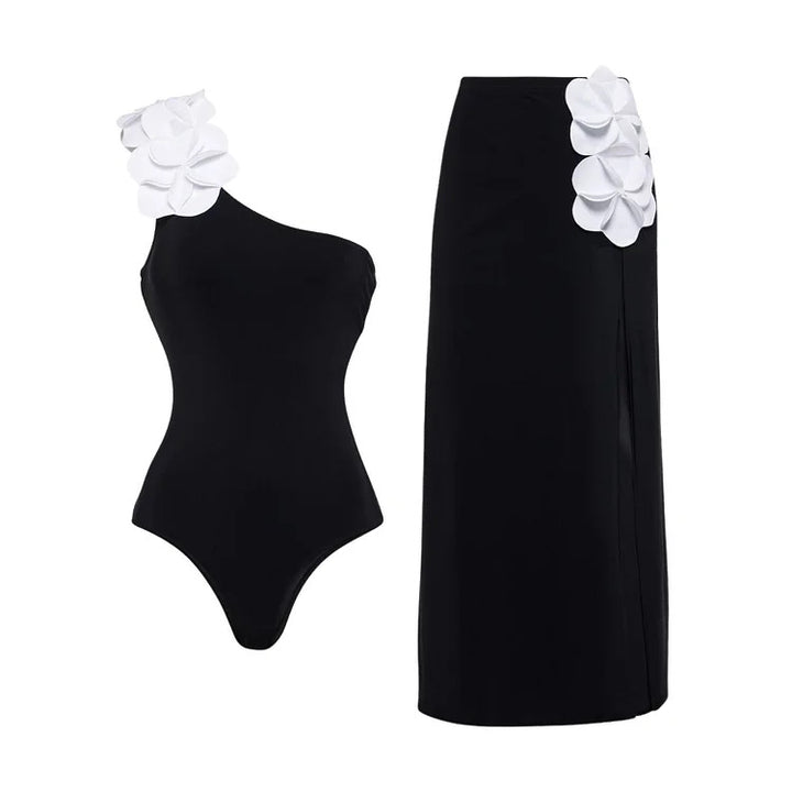 Damen Schwimmanzug mit floralem Oberteil und eleganter Maxi-Rock Echo Archiv