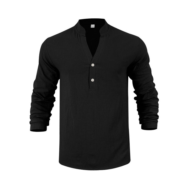 Herren Langarm-Henley-Shirt aus atmungsaktivem Baumwollmix mit modischem Knopfverschluss Echoarchiv