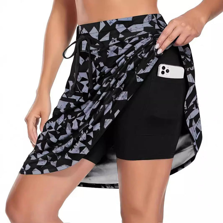 Damen High-Waist Sportrock mit integriertem Shorts und praktischen Taschen Echoarchiv
