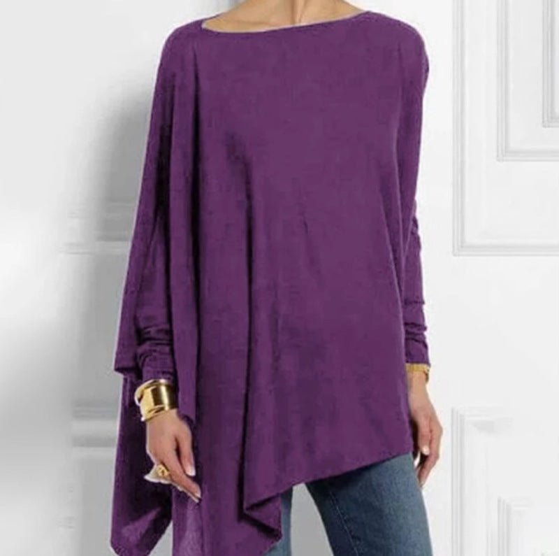 Damen nan drapierte Oversize-Tunika mit schrägem Zipfelsaum und weiten Fledermausärmeln Echo Archiv