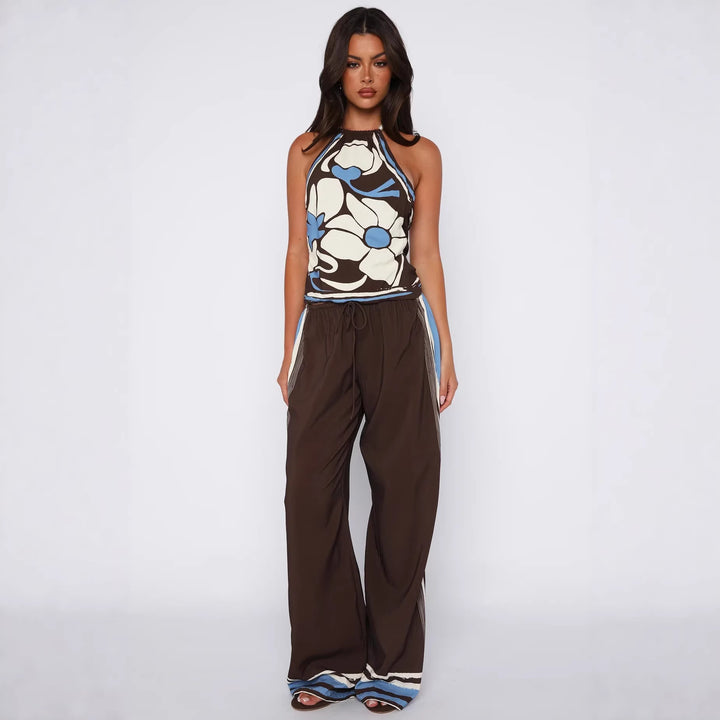 Damen Haltertop mit floralem Muster und weichem Baumwollstoff Echo Archiv