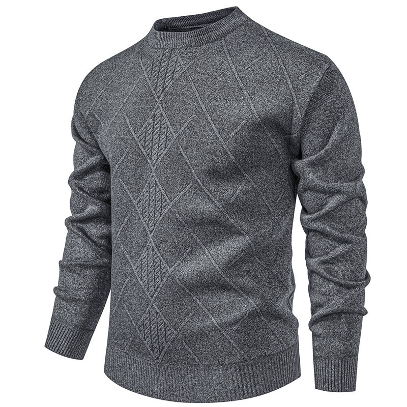 Herren Feiner Strickpullover mit strukturiertem Zopfmuster und Rundhalsausschnitt Echoarchiv