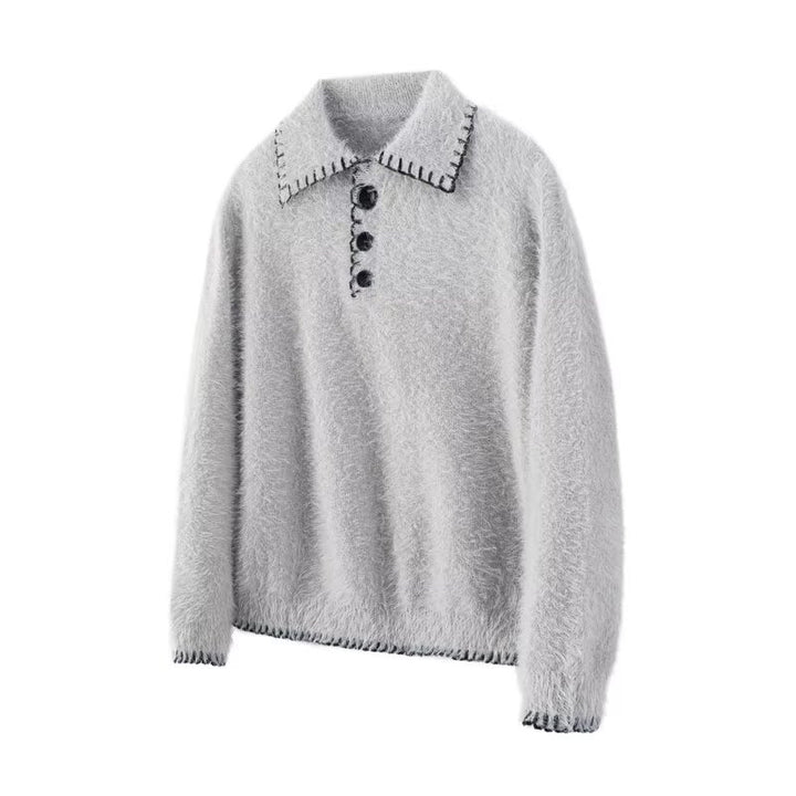 Damen Kuscheliger Grobstrickpullover mit Polokragen Echoarchiv