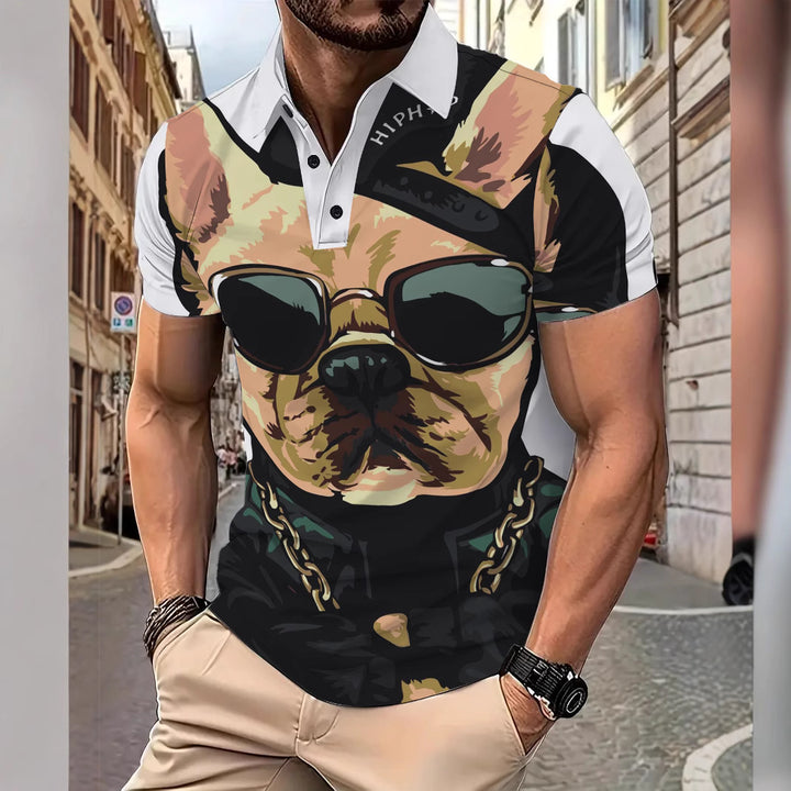 Herren Poloshirt mit einzigartigem Hundemotiv und modischen Details Echoarchiv