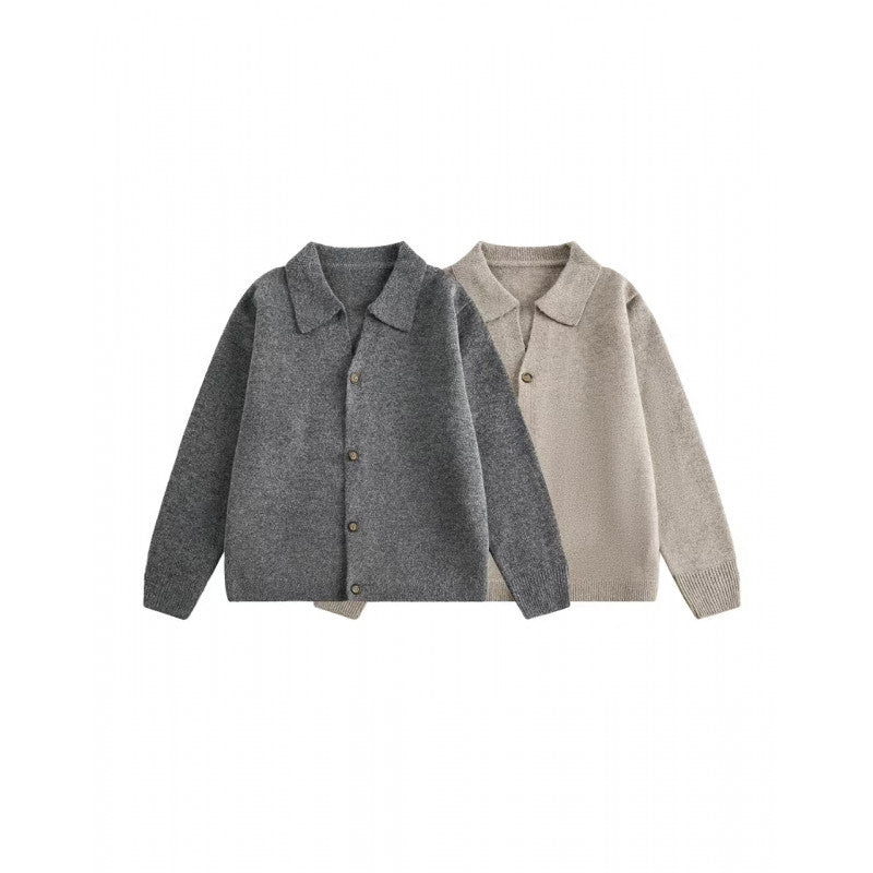 Unisex Boxy Strickcardigan mit Hemdkragen und durchgehender Knopfleiste Echo Archiv