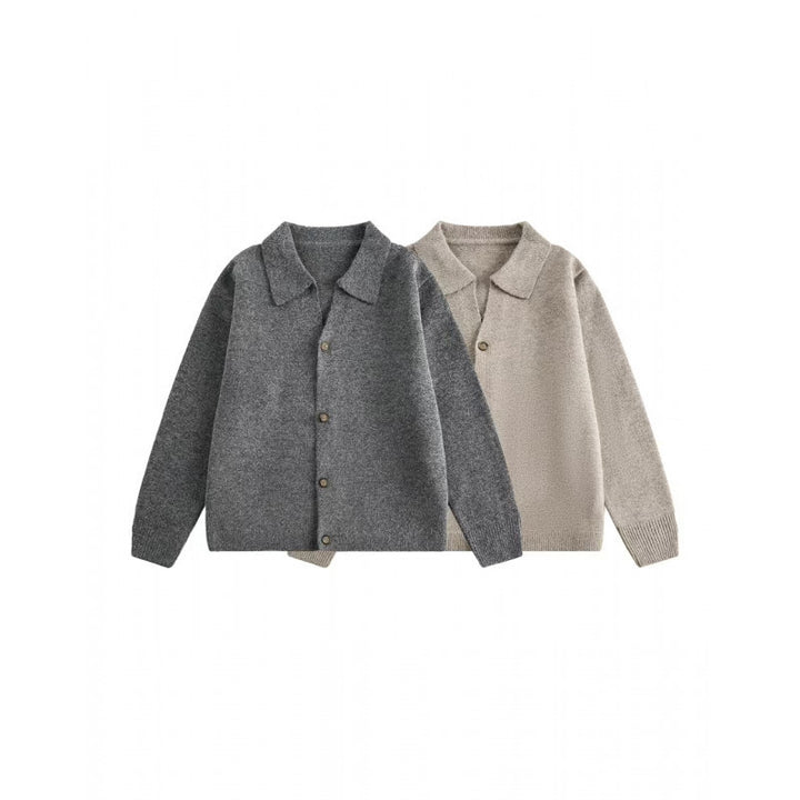 Unisex Boxy Strickcardigan mit Hemdkragen und durchgehender Knopfleiste Echo Archiv