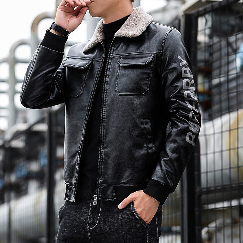 Herren Kunstleder‑Pilotenblouson im Aviator‑Stil mit Brustklappen und Rippbündchen – Taviero