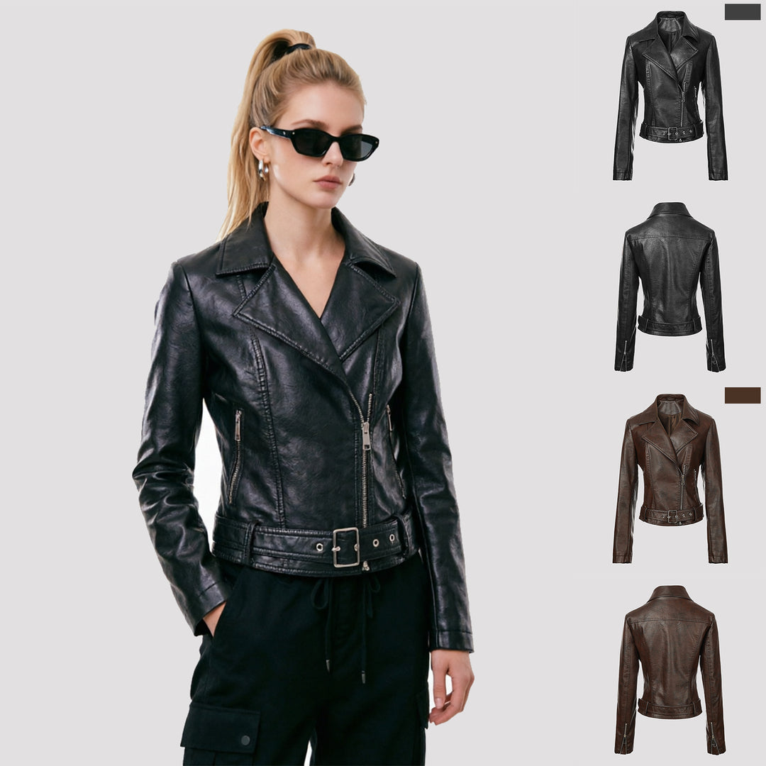 Damen Trendige Bikerjacke mit Taillengürtel Echo Archiv