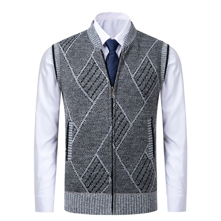 Herren nan elegante Strickweste mit Reißverschluss und Stehkragen Echo Archiv