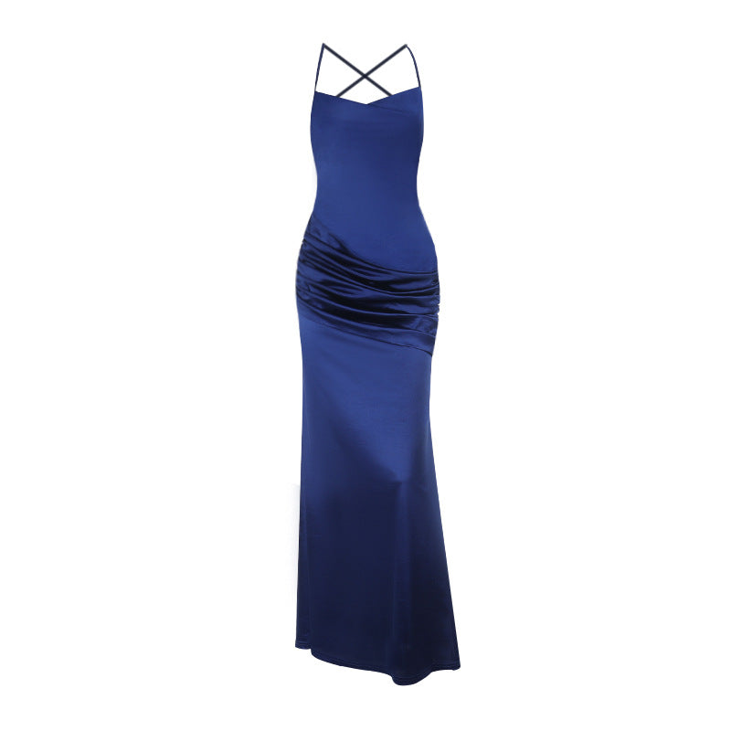 Damen figurbetontes Abendkleid mit Zierfalten und schmalen Trägern Echo Archiv