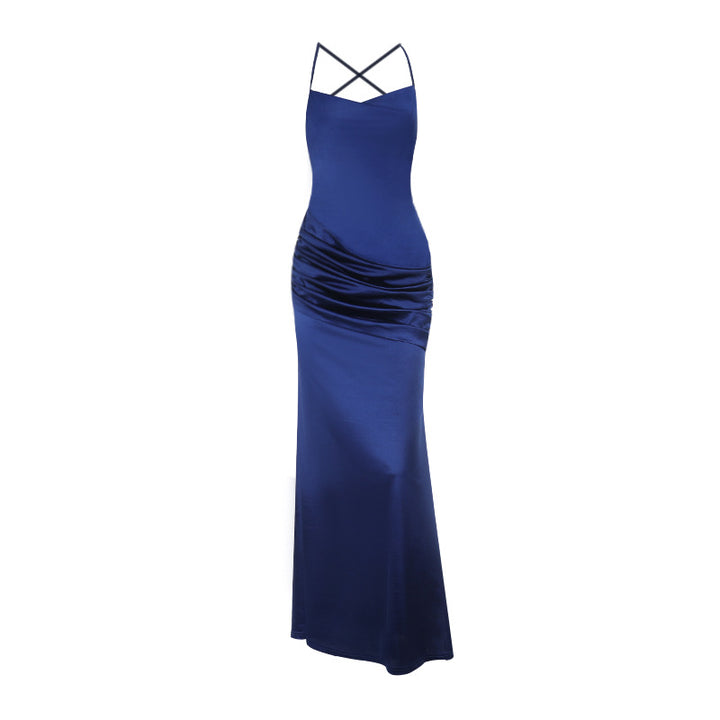 Damen figurbetontes Abendkleid mit Zierfalten und schmalen Trägern Echo Archiv