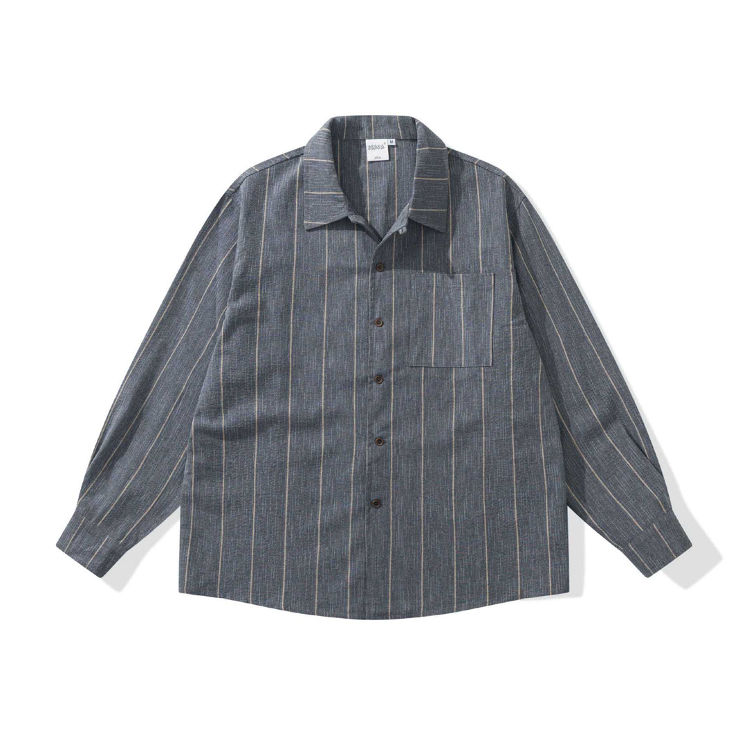 Herren Leichtes Overshirt im Relaxed‑Schnitt mit feiner Streifenstruktur Echoarchiv