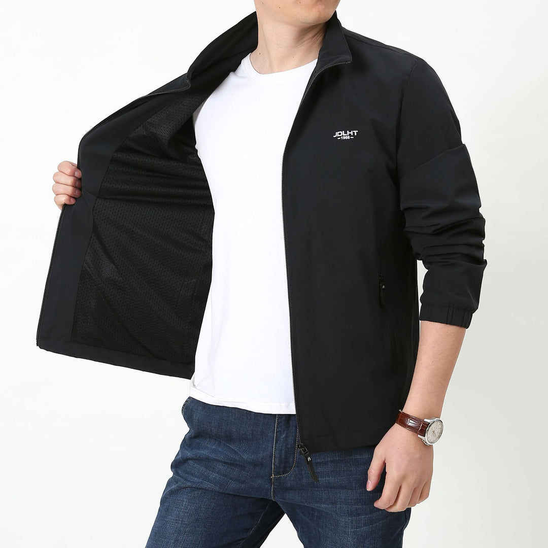 Herren Leichte winddichte Reißverschluss‑Blousonjacke mit Stehkragen und elastischen Bündchen Echoarchiv