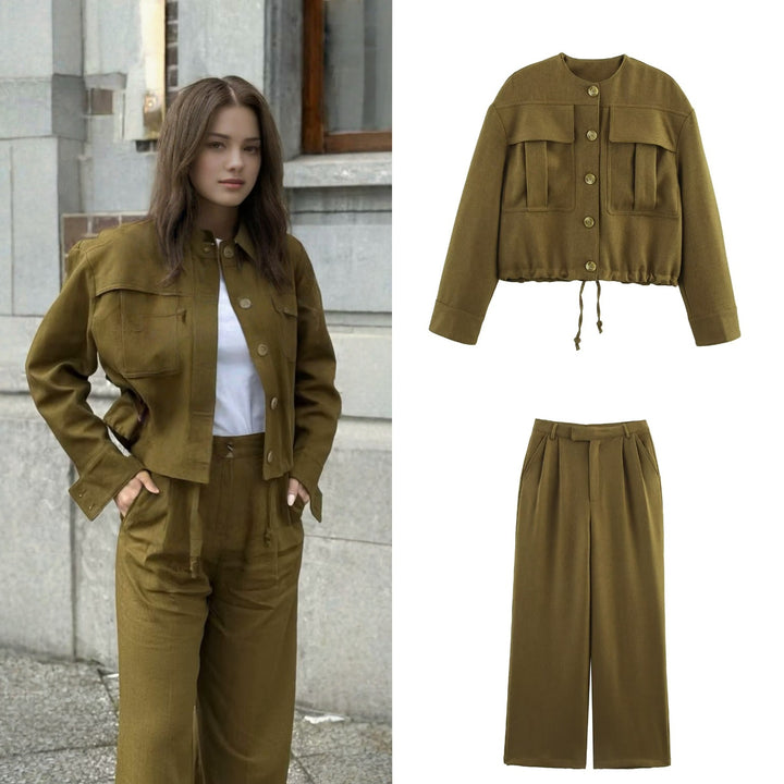 Damen Cropped Fieldjacke mit aufgesetzten Pattentaschen und Kordelzug Echo Archiv