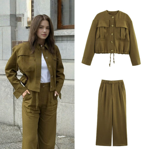 Damen Cropped Fieldjacke mit aufgesetzten Pattentaschen und Kordelzug Echo Archiv
