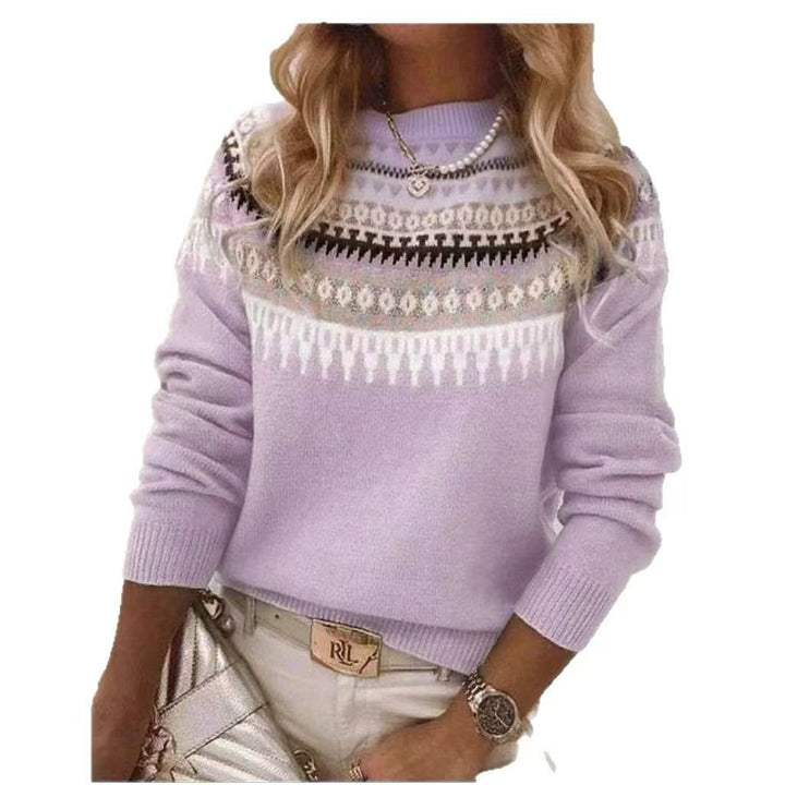Damen nan Norwegerpullover aus Wollmix mit Rundhalsausschnitt und traditionellem Fair-Isle-Yoke Echo Archiv