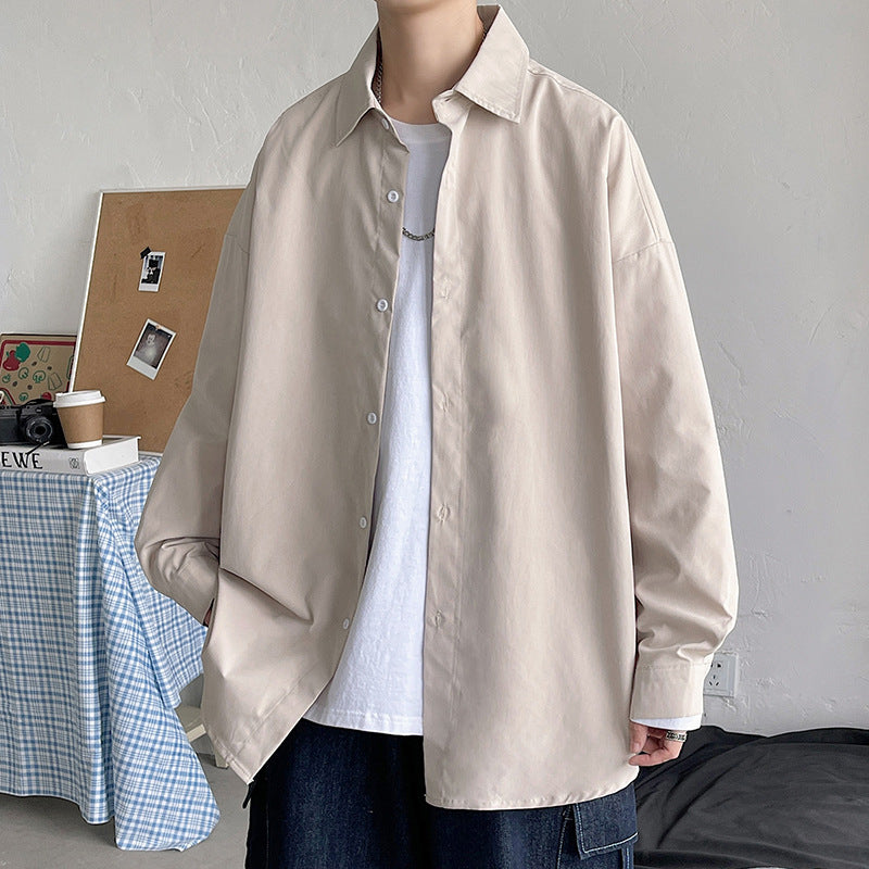 Herren nan leichtes Overshirt-Hemdjacke aus Baumwollmix mit verdeckter Knopfleiste, überschnittener Schulter und abgerundetem Saum Echo Archiv