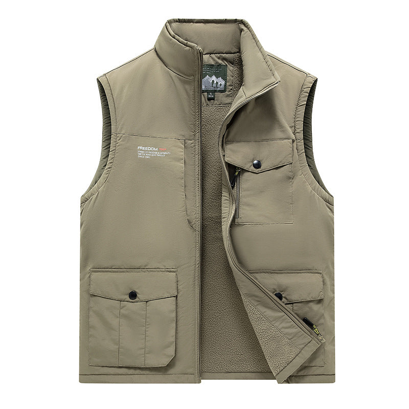 Herren Gefütterte Utility-Weste mit Teddyfutter und Multifachtaschen Echo Archiv